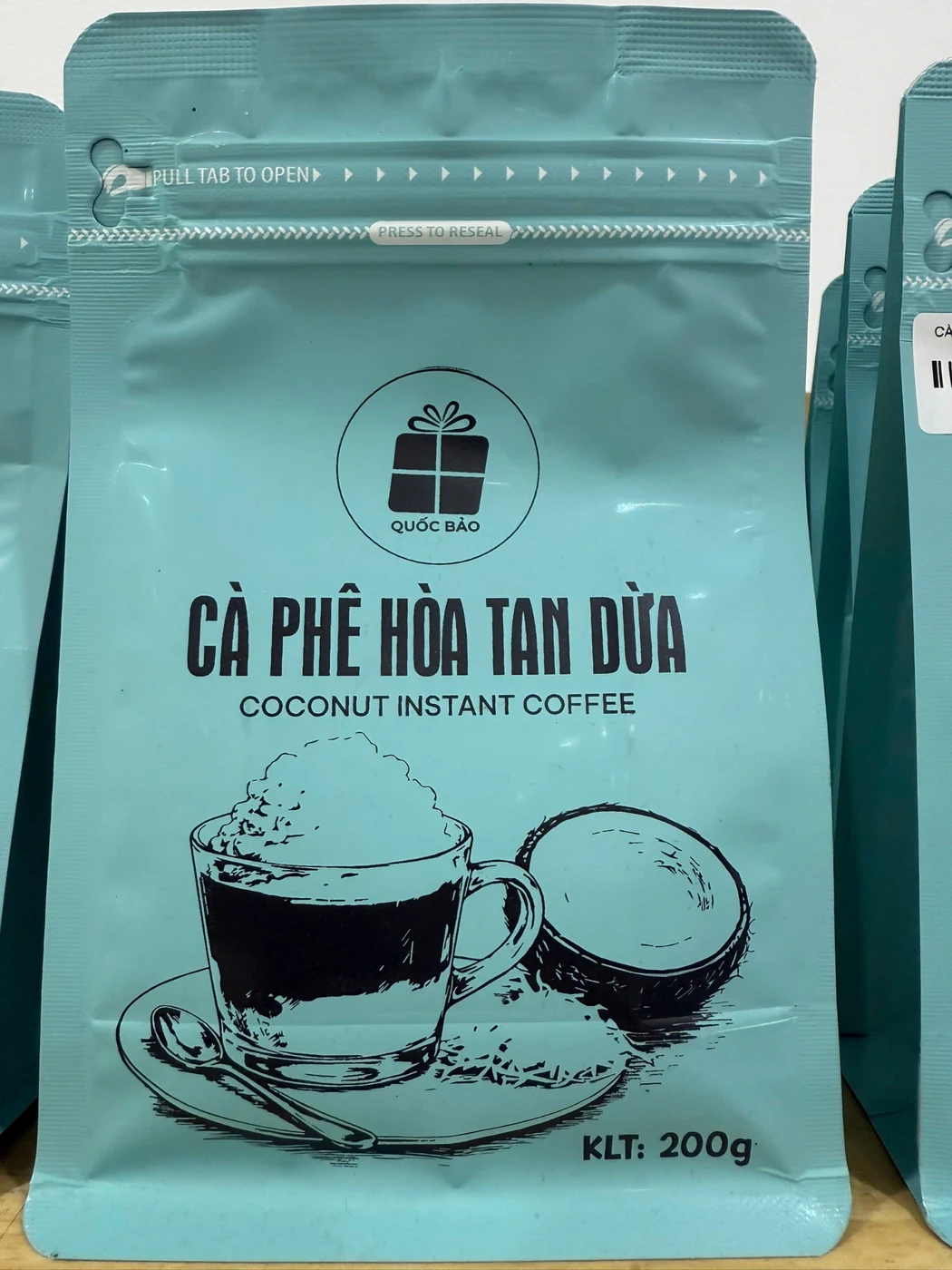 Cà phê hòa tan dừa túi 200g Quốc Bảo